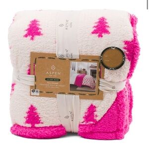 Aspen Pink Tree Sherpa Blanket KING